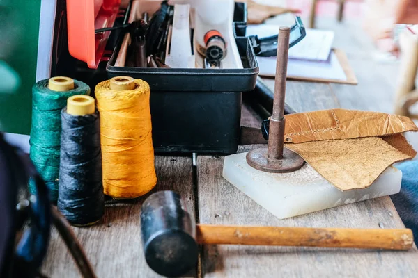 Detail Van Leder Crafting Tools — Stockfoto