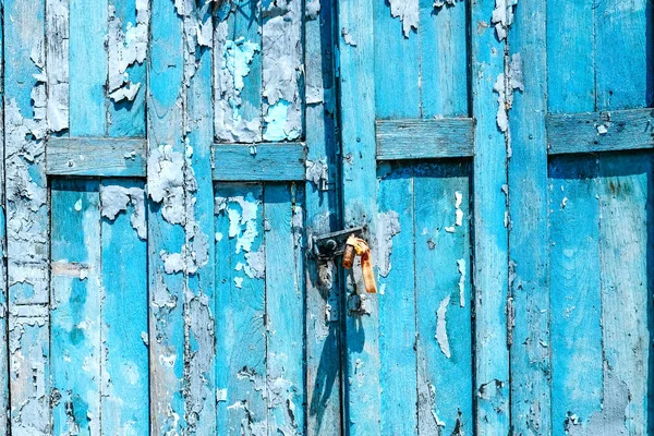 Detail Van Old Shabby Blauwe Houten Deur Achtergrond — Stockfoto