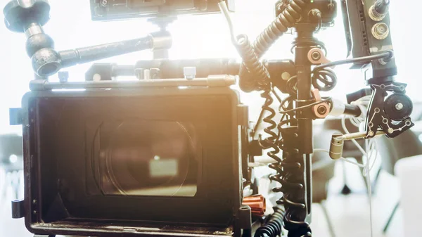 Dettaglio Dell Attrezzatura Professionale Della Macchina Fotografica Gruppo Produzione Della — Foto Stock