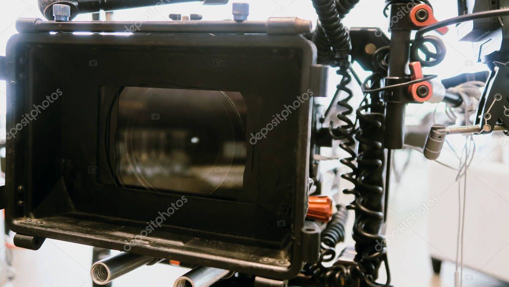Detail of Professional camera equipment,Film production crew