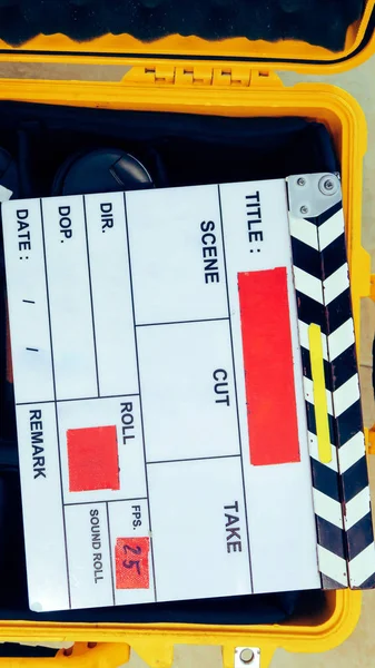 Film Production Crew Close Movie Clapper Board — Stock Photo, Image