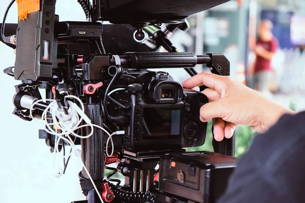 Attrezzatura Professionale Della Macchina Fotografica Equipaggio Produzione Del Film — Foto Stock