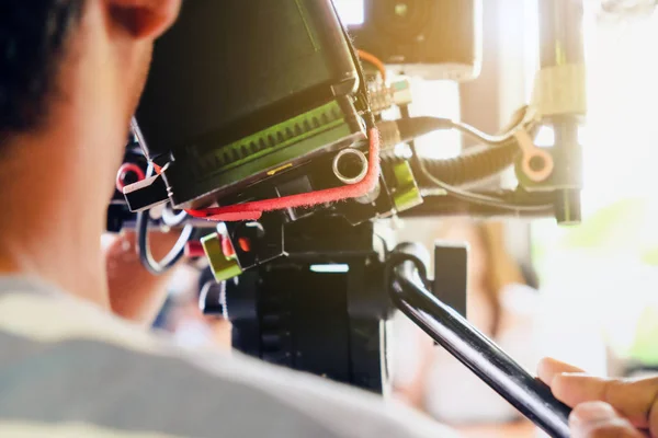 Dans Les Coulisses Caméraman Tournage Scène Film Avec Caméra — Photo