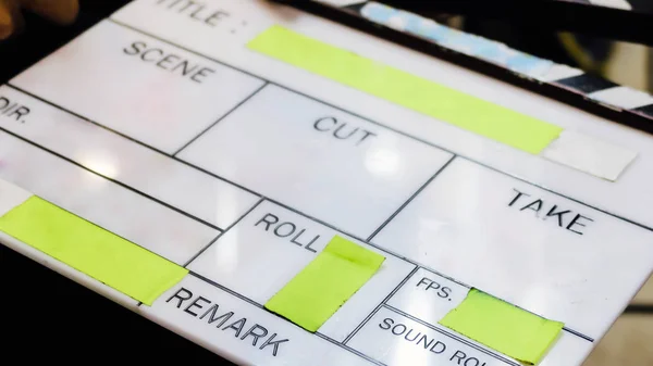 Equipe Production Gros Plan Film Clapper Board — Photo