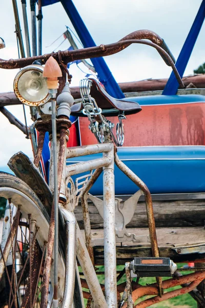 Детальное Изображение Старого Трехколесного Велосипеда — стоковое фото