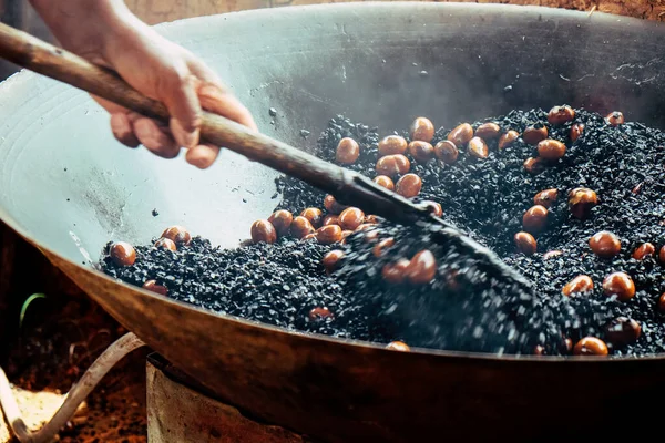 Image Chestnut Roasting Background — Stock Photo, Image