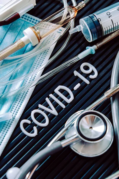 Coronavirus Covid Medical Still Life Concept Background — Stock Photo, Image
