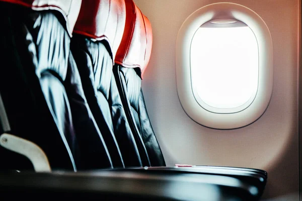 Image Empty Airplane Seats Window Airplane Interior Background — Stock Photo, Image