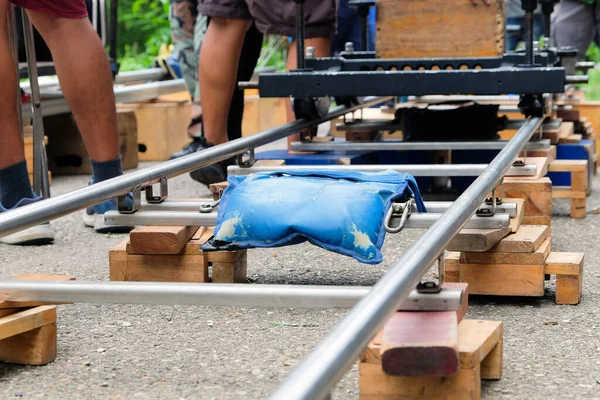 Équipe Tournage Gros Plan Sur Poupée Caméra Équipement Industrie Cinématographique — Photo