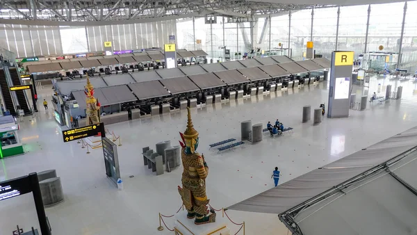 Bangkok Thaiföld 2020 Augusztus Légkör Repülőtéren Suvarnabhumi Repülőtéren Covid Járvány — Stock Fotó