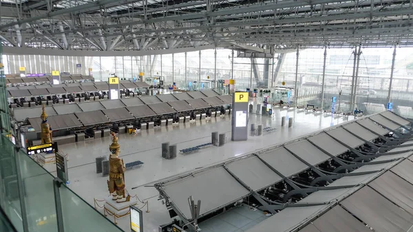 Bangkok Thailand Augustus 2020 Sfeer Luchthaven Van Suvarnabhumi Tijdens Covid — Stockfoto