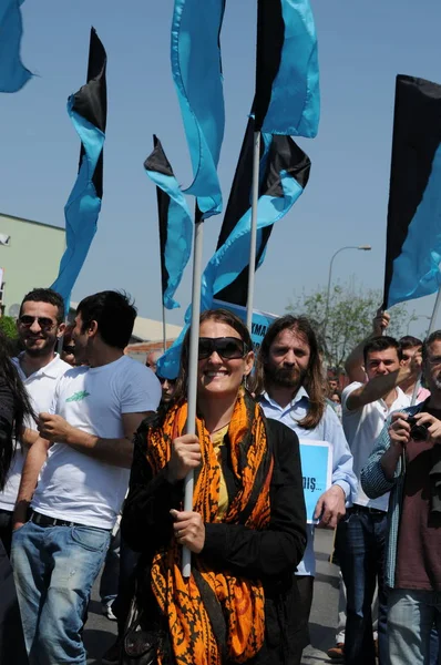 Апреля 2010 Истанбультурция Протестующие Борются Против Гидроэлектростанций — стоковое фото