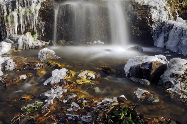 Water Mill Stream Winter Long Exposed Frozen Water Caykara Trabzon — стоковое фото