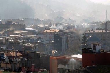 04 Ocak 2012 Giresun Türkiye.Giresun ilinde kömür dumanı ile şiddetli hava kirliliği.