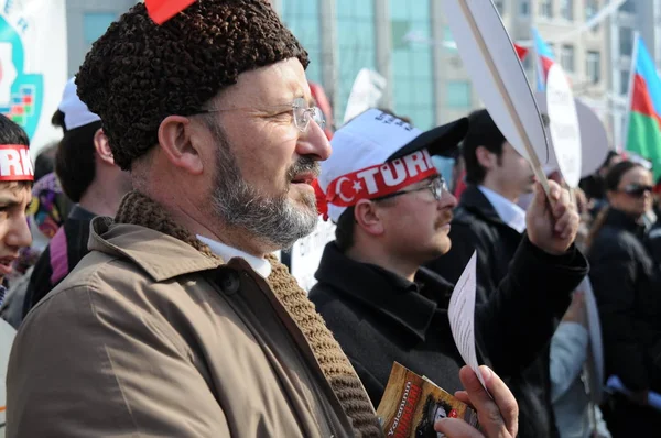 Februari 2012 Istanbul Turkiet Demonstranterna Taksim Square Protesterade Khojaly Tragedi — Stockfoto