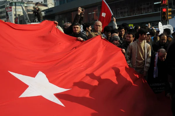 Februar 2012 Istanbul Türkei Die Demonstranten Auf Dem Taksim Platz — Stockfoto