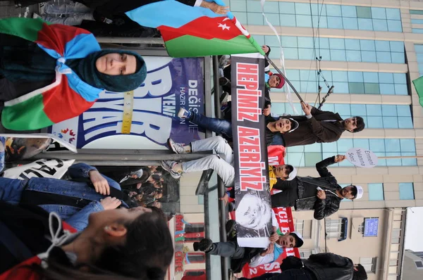 Febrero 2012 Istanbul Turkey Los Manifestantes Plaza Taksim Protestando Por — Foto de Stock