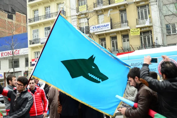 Február 2014 Isztambul Törökország Tüntetők Vannak Taksim Tér Tiltakozók Khojaly — Stock Fotó