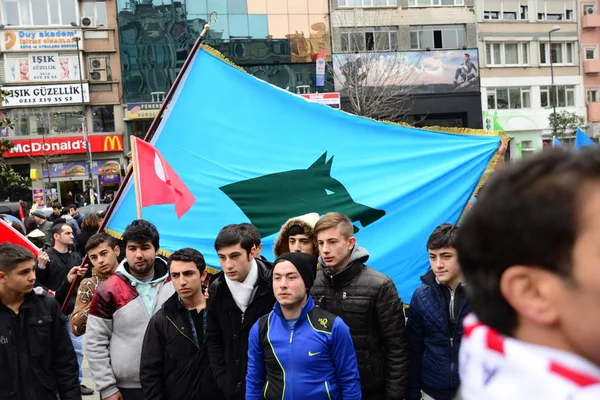 Février 2014 Istanbul Turquie Les Manifestants Sont Sur Place Taksim — Photo