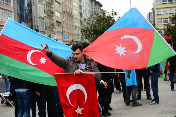 Şubat 2014 Stanbul Türkiye Protestocular Azerbaycan Ermeniler Tarafından Türklere Karşı — Stok fotoğraf