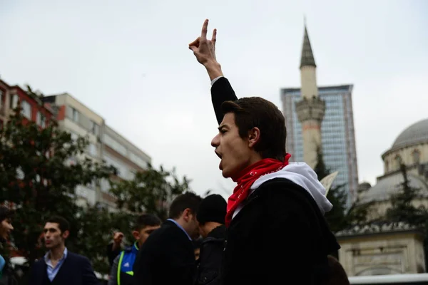 Febrero 2014 Istanbul Turkey Los Manifestantes Están Plaza Taksim Protestando — Foto de Stock