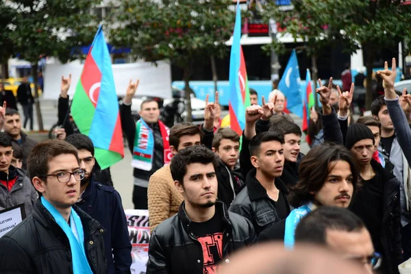 Febrero 2014 Istanbul Turkey Los Manifestantes Están Plaza Taksim Protestando — Foto de Stock