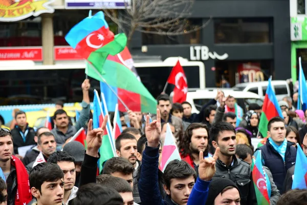 Febrero 2014 Istanbul Turkey Los Manifestantes Están Plaza Taksim Protestando — Foto de Stock