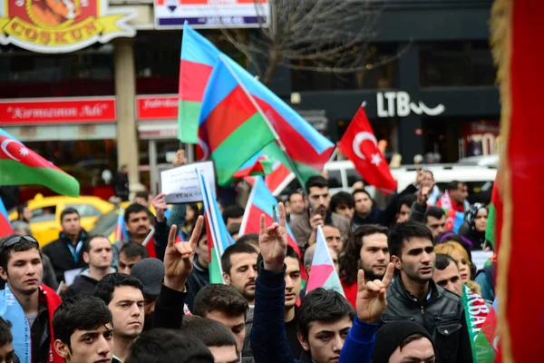 Febrero 2014 Istanbul Turkey Los Manifestantes Están Plaza Taksim Protestando — Foto de Stock