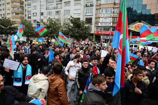 Febrero 2014 Istanbul Turkey Los Manifestantes Están Plaza Taksim Protestando — Foto de Stock