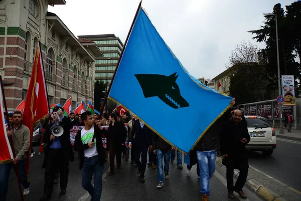 Febrero 2014 Istanbul Turkey Los Manifestantes Están Plaza Taksim Protestando — Foto de Stock