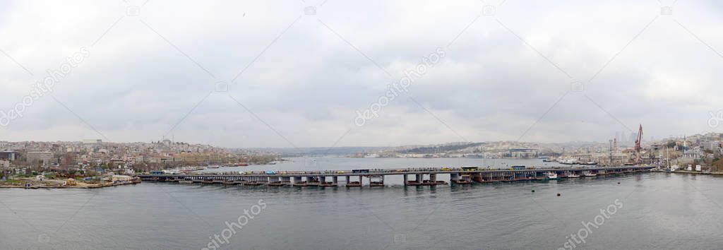 Panoramic view to the Golden Horn of the Istanbul,Turkey.