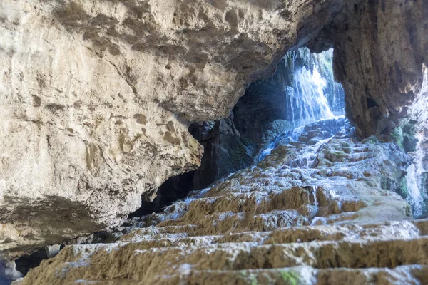Denizli Ili Honaz Ilçesindeki Kaklık Mağarası Nın Yeraltı Kalsiyum Travertenleri — Stok fotoğraf