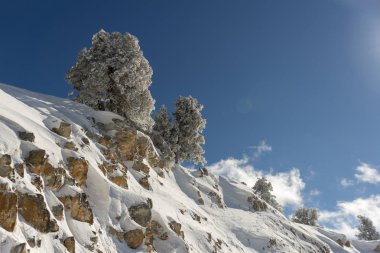 Dağlar karla kaplı. Arka plan için.