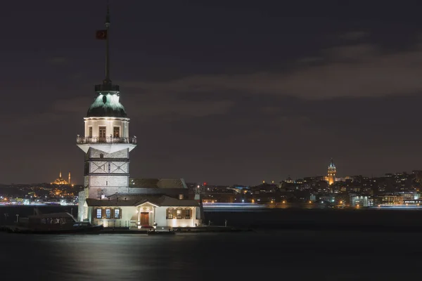 February 2014 Istanbul Maidens Tower Istanbul Long Exposure — Stock Photo, Image