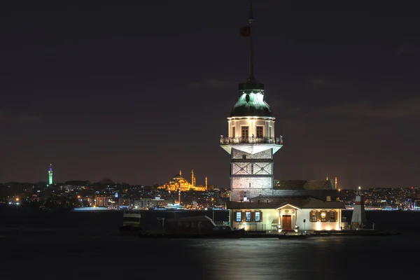 Февраля 2014 Istanbul Maidens Tower Istanbul Long Exposure — стоковое фото