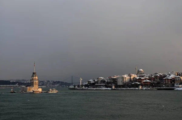 Девичья Башня Стамбула Закате Ранним Утром — стоковое фото