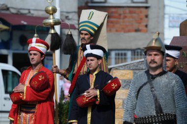05 Mayıs 2009 Bursa Türkiye.Osmanlı Askeri Bandosu Mehter, Türk Silahlı Kuvvetleri'nin bir parçası olan Mehter Bölük'ü olarak Türkiye'de özel günlerde çalıyor..