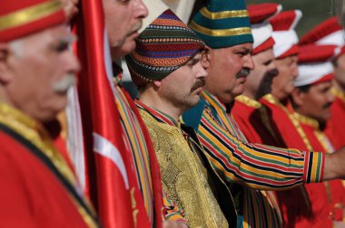 05 Mayıs 2009 Bursa Türkiye.Osmanlı Askeri Bandosu Mehter, Türk Silahlı Kuvvetleri'nin bir parçası olan Mehter Bölük'ü olarak Türkiye'de özel günlerde çalıyor..