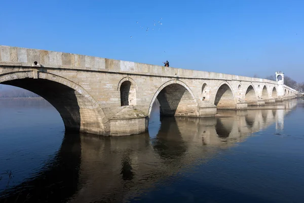 Pont Meric Sur Fleuve Meric Dans Ville Edirne Turquie — Photo