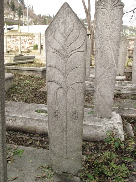 Pedras Tumulares Permaneceram Era Otomana Cada Feito Por Mármore Flor — Fotografia de Stock