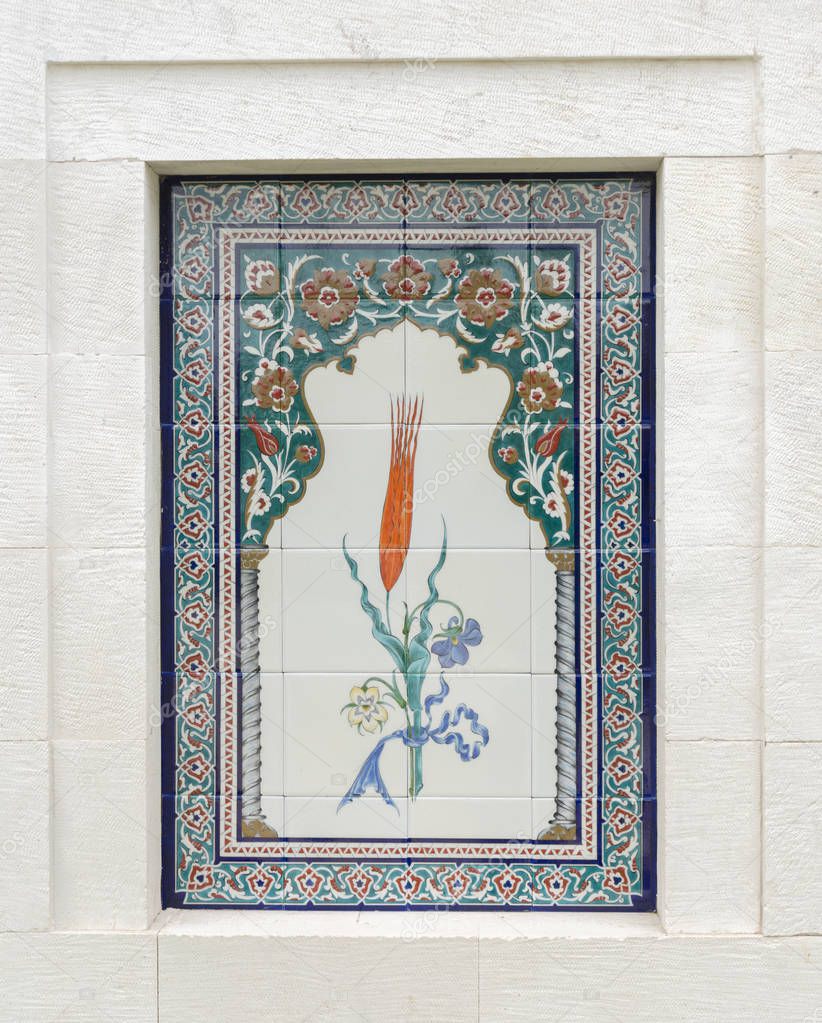 Ancient Ottoman patterned tile compositio