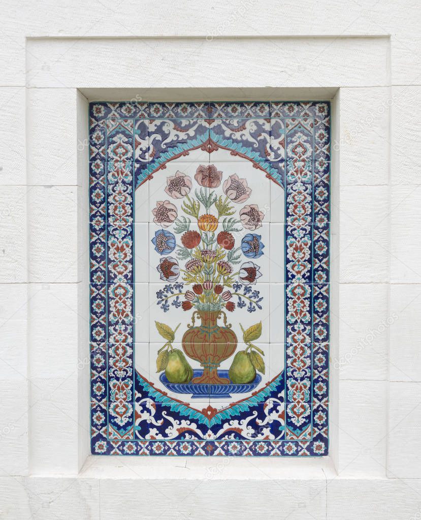 Ancient Ottoman patterned tile compositio