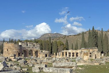 Hierapolis antik kenti kalıntıları. Pamukkale,Denizli Türkiye