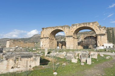 Hierapolis antik kenti kalıntıları. Pamukkale,Denizli Türkiye