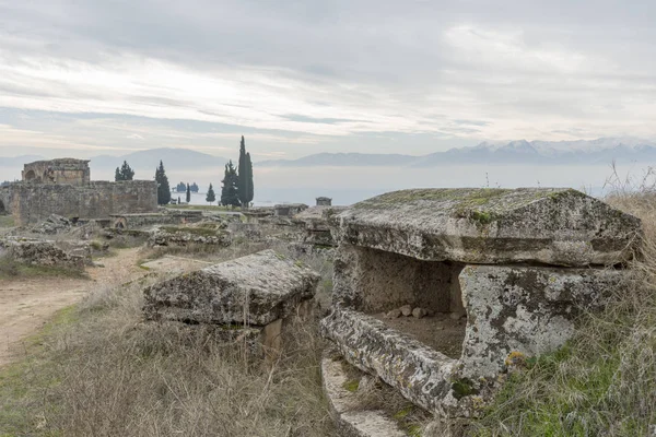 Las Ruinas Antigua Ciudad Hierapolis Pamukkale Denizli Turquía — Foto de Stock