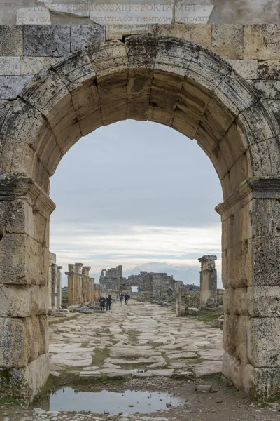 Rozvaliny Starověkého Města Hierapolis Pamukkale Turecko — Stock fotografie