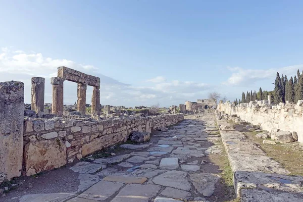 Hierapolis Antik Kenti Kalıntıları Pamukkale Denizli Türkiye — Stok fotoğraf