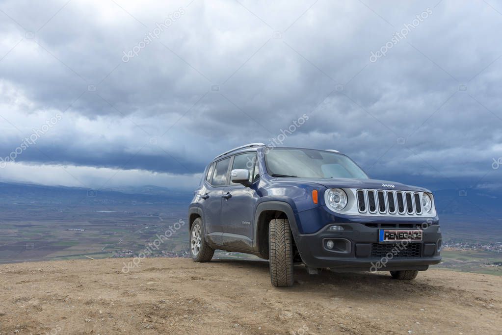 JANUARY 31,2018 TURKEY.The SUV Jeep Renegade on the hill off the road.
