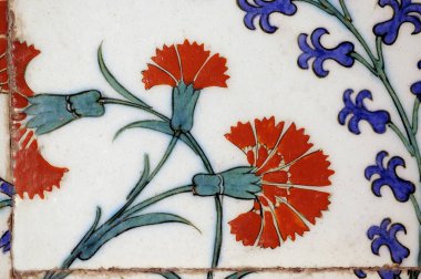 30.12.2009 İstanbul Türkiye.Mavi Cami'den çiçek desenli çini,eski Osmanlı dönemi.