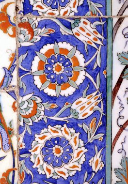 30.12.2009 İstanbul Türkiye.Mavi Cami'den çiçek desenli çini,eski Osmanlı dönemi.